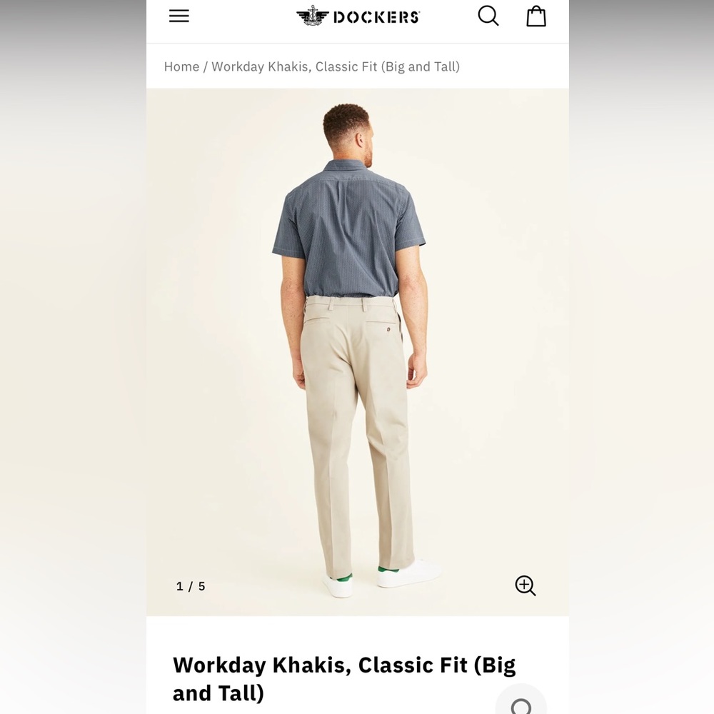 Men’s Dockers Workday Khaki. NWT. Color- Light Khaki. Size 46/30.